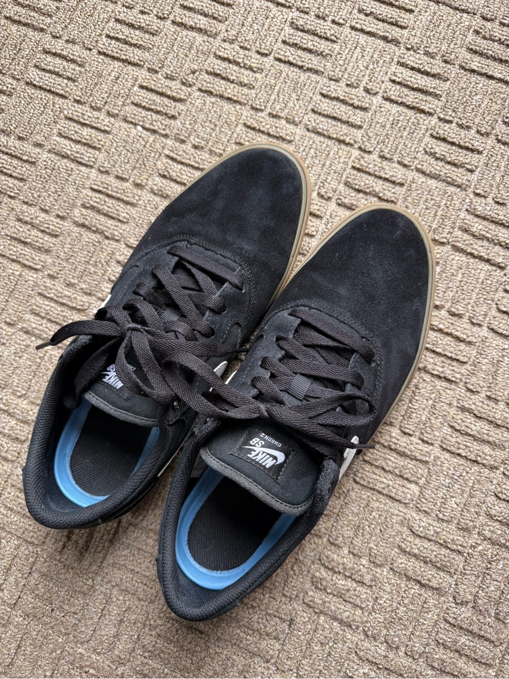 Nike Men’s Black Suede Sneakers with Light Blue Lining